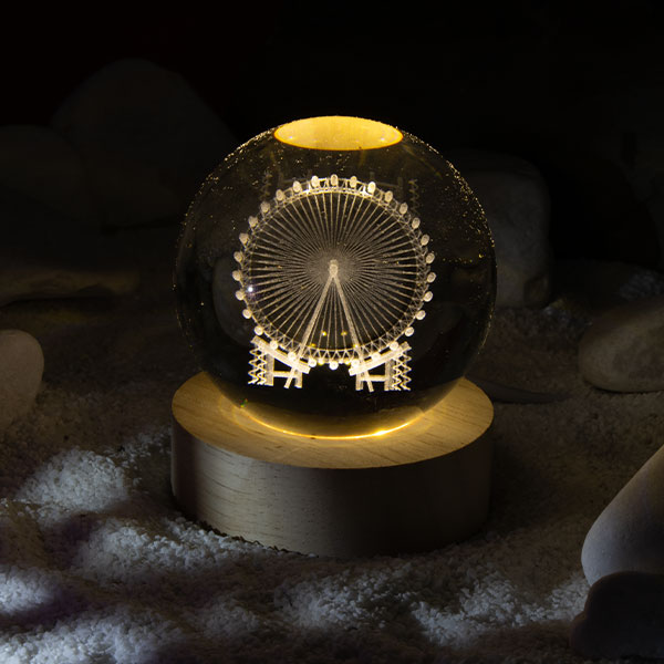 چراغ خواب مدل گوی کریستال 3D طرح چرخ فلک سایز 6