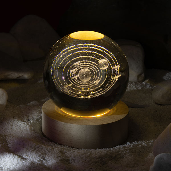 چراغ خواب مدل گوی کریستال 3D طرح کهکشان سایز 6