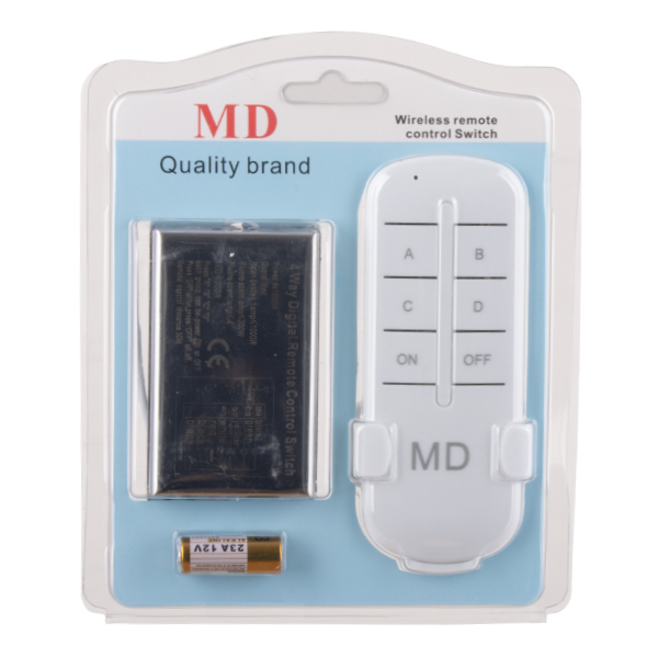 ریموت کنترل وایرلس ۴ کاناله MD به همراه گیرنده و باتری