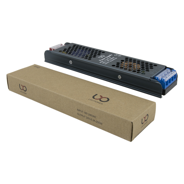 منبع تغذیه سوییچینگ 24 ولت 200 وات سری Black اسلیم LXO مدل IP32