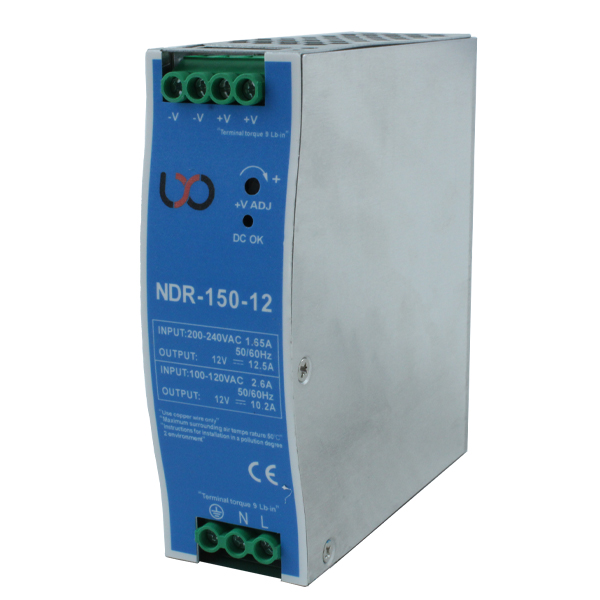 منبع تغذیه صنعتی ریلی 12 ولت 12.5 آمپر LXO مدل NDR-150-12
