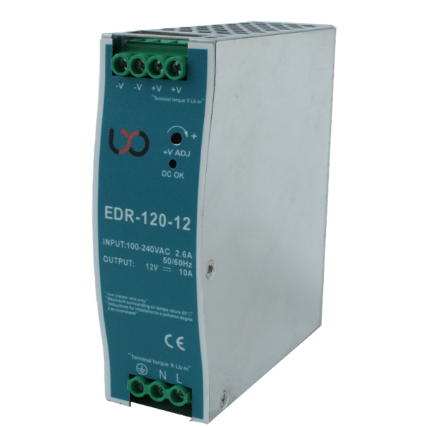 منبع تغذیه صنعتی ریلی 12 ولت 10 آمپر LXO مدل EDR-120-12