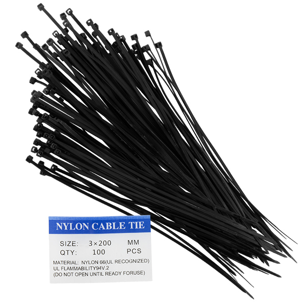 بست کمربندی پلاستیکی مشکی 3x200 mm