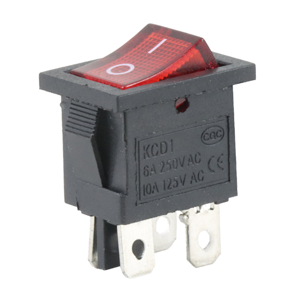 کلید راکر دو حالته چراغ دار 4 پین KCD1 مسی